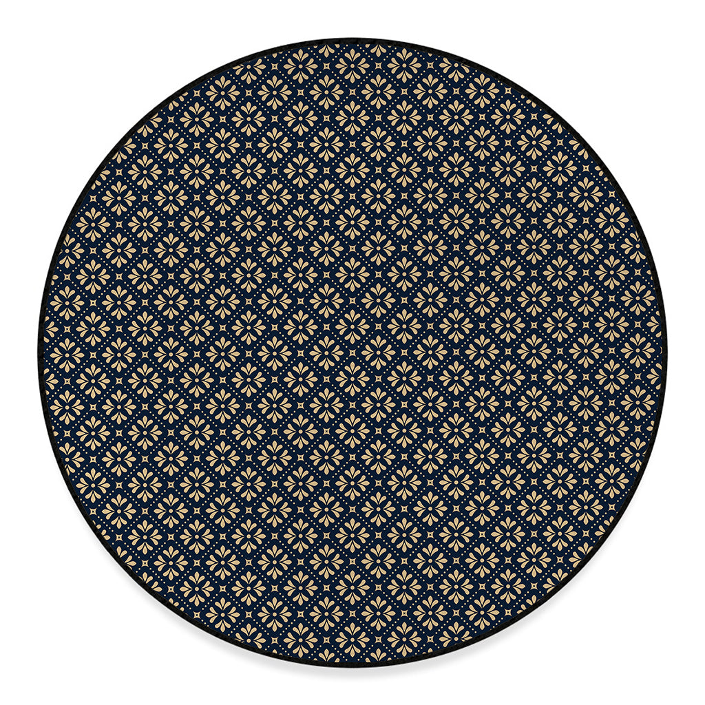 Geometric Floral Print Round Floor Mat