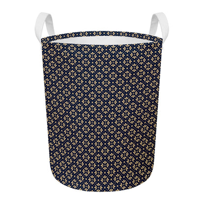 Geometric Floral Print Round Laundry Basket
