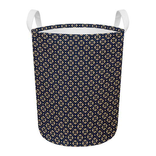 Geometric Floral Print Round Laundry Basket