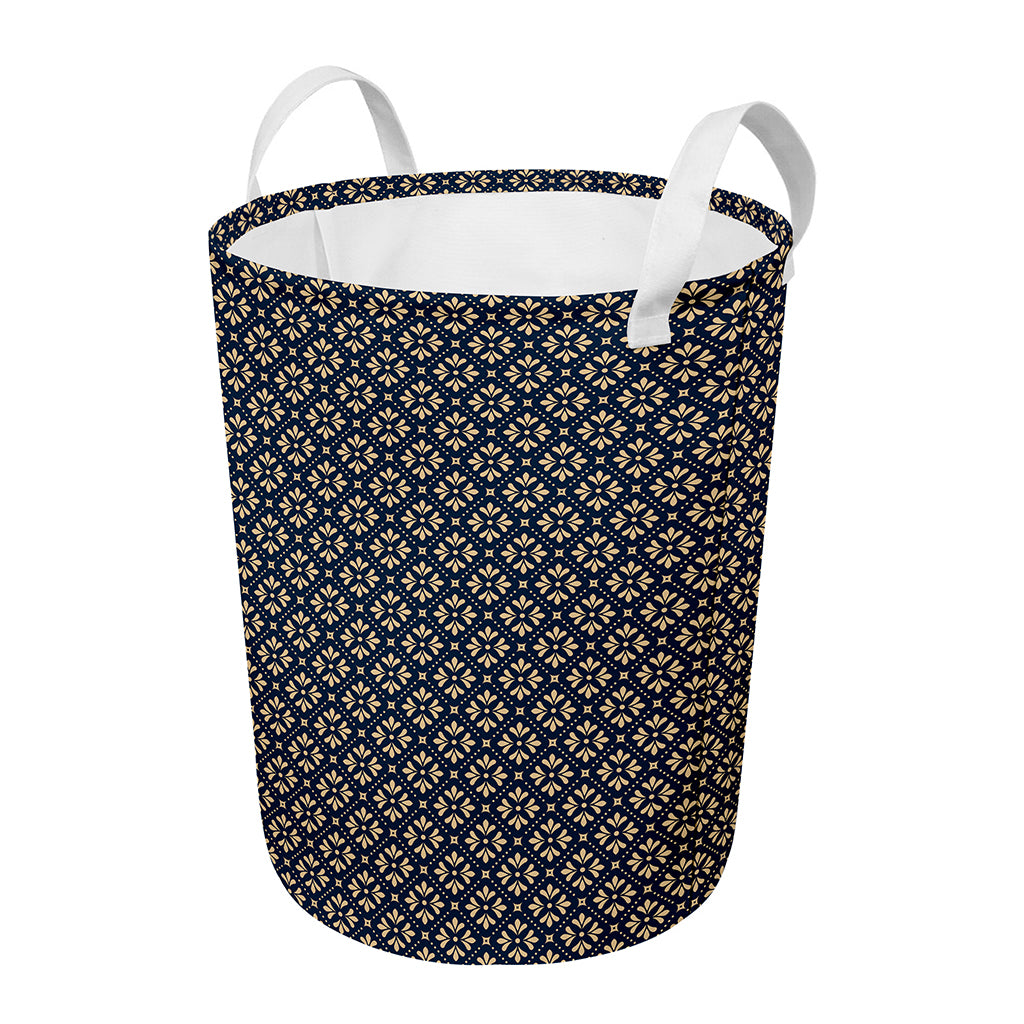 Geometric Floral Print Round Laundry Basket