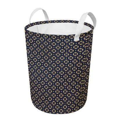 Geometric Floral Print Round Laundry Basket