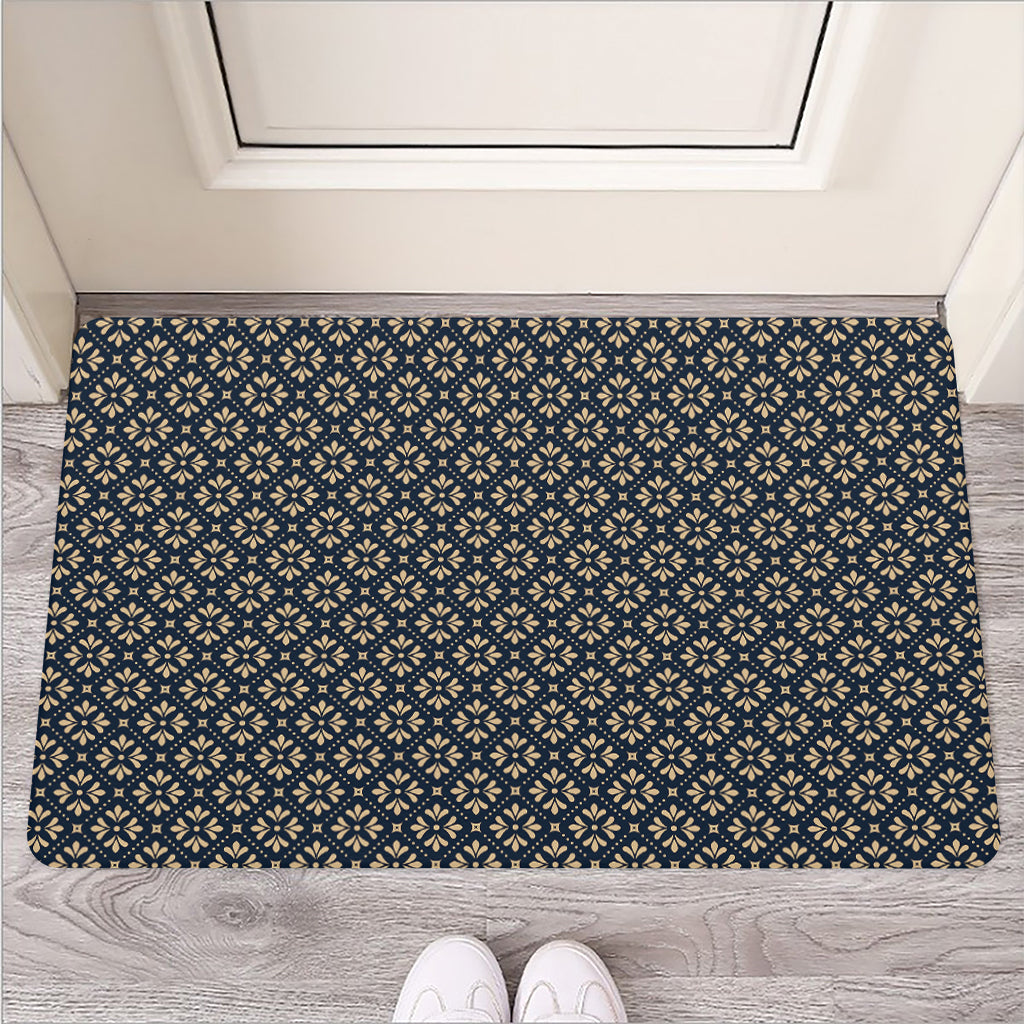 Geometric Floral Print Rubber Doormat