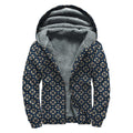 Geometric Floral Print Sherpa Lined Zip Up Hoodie