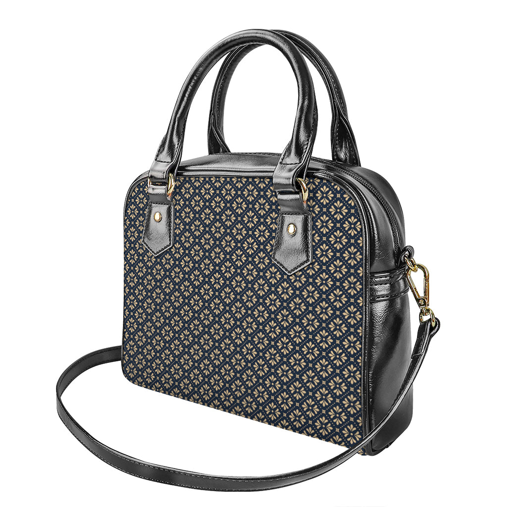 Geometric Floral Print Shoulder Handbag