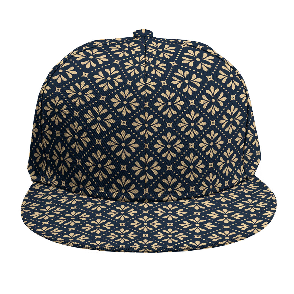 Geometric Floral Print Snapback Cap