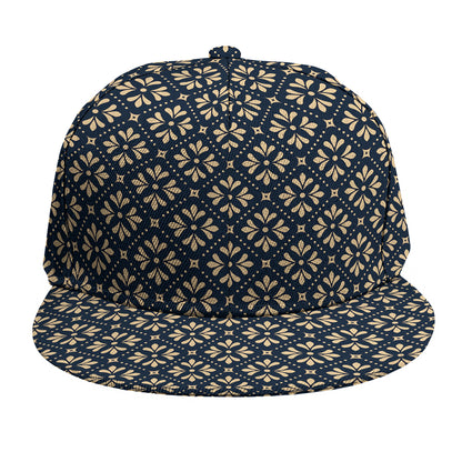 Geometric Floral Print Snapback Cap