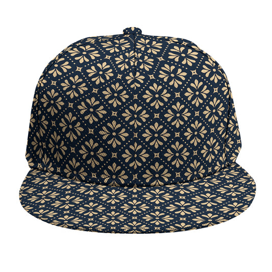 Geometric Floral Print Snapback Cap