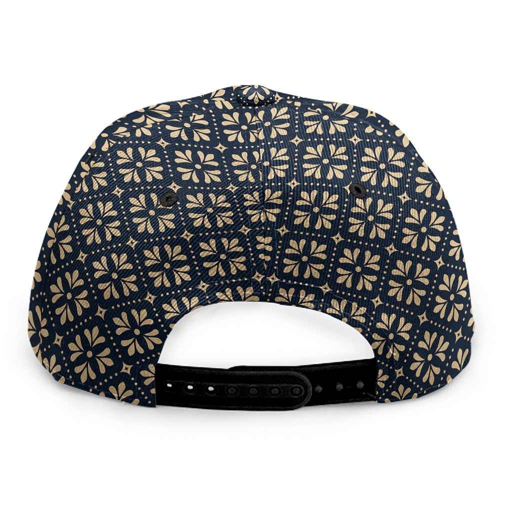 Geometric Floral Print Snapback Cap