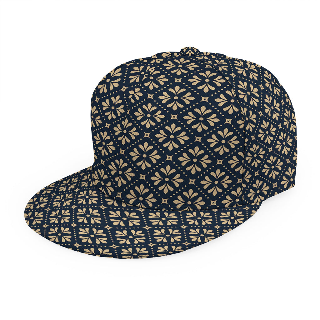 Geometric Floral Print Snapback Cap