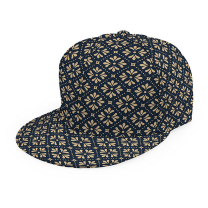 Geometric Floral Print Snapback Cap