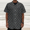 Geometric Floral Print Textured Short Sleeve Shirt