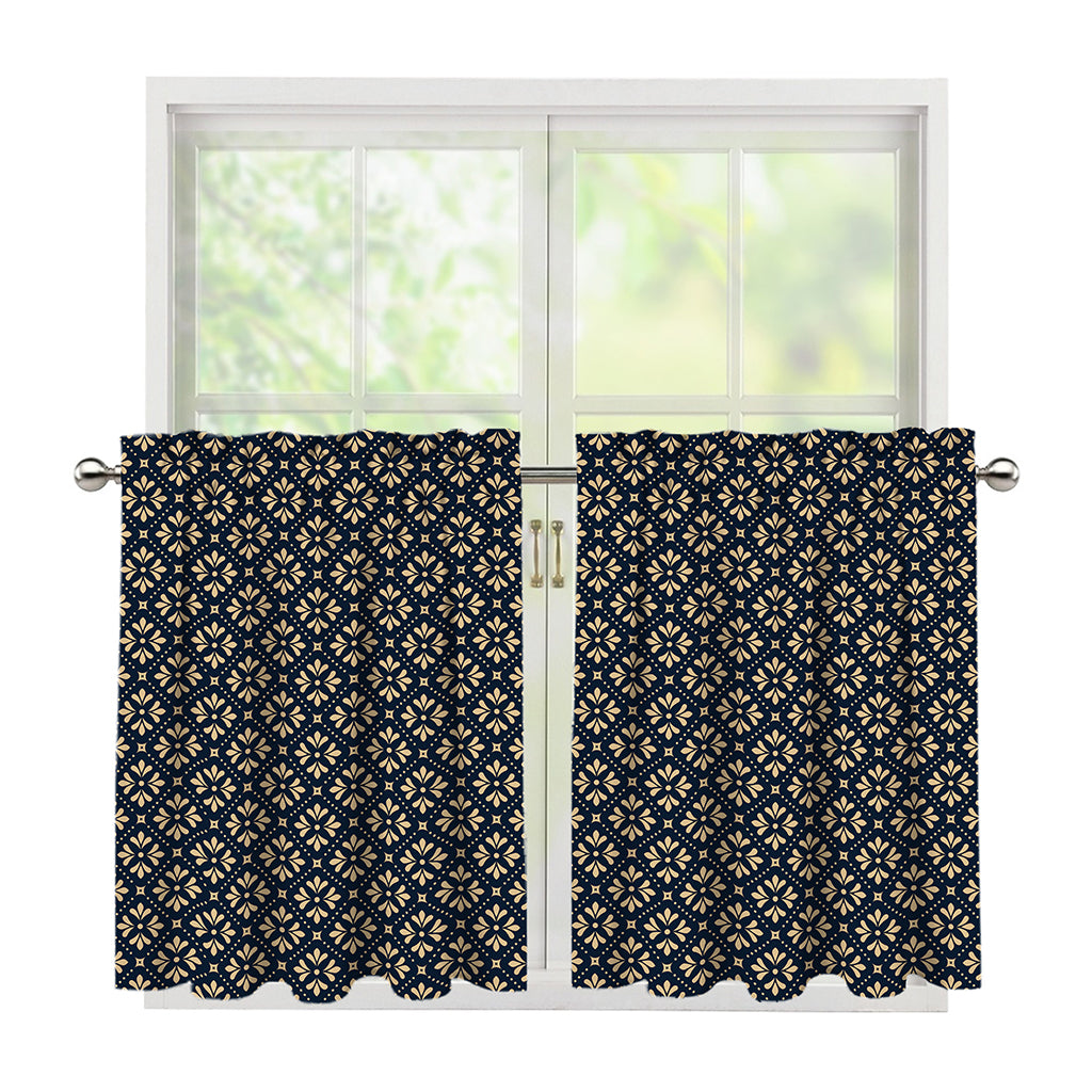 Geometric Floral Print Tier Curtains