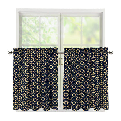 Geometric Floral Print Tier Curtains