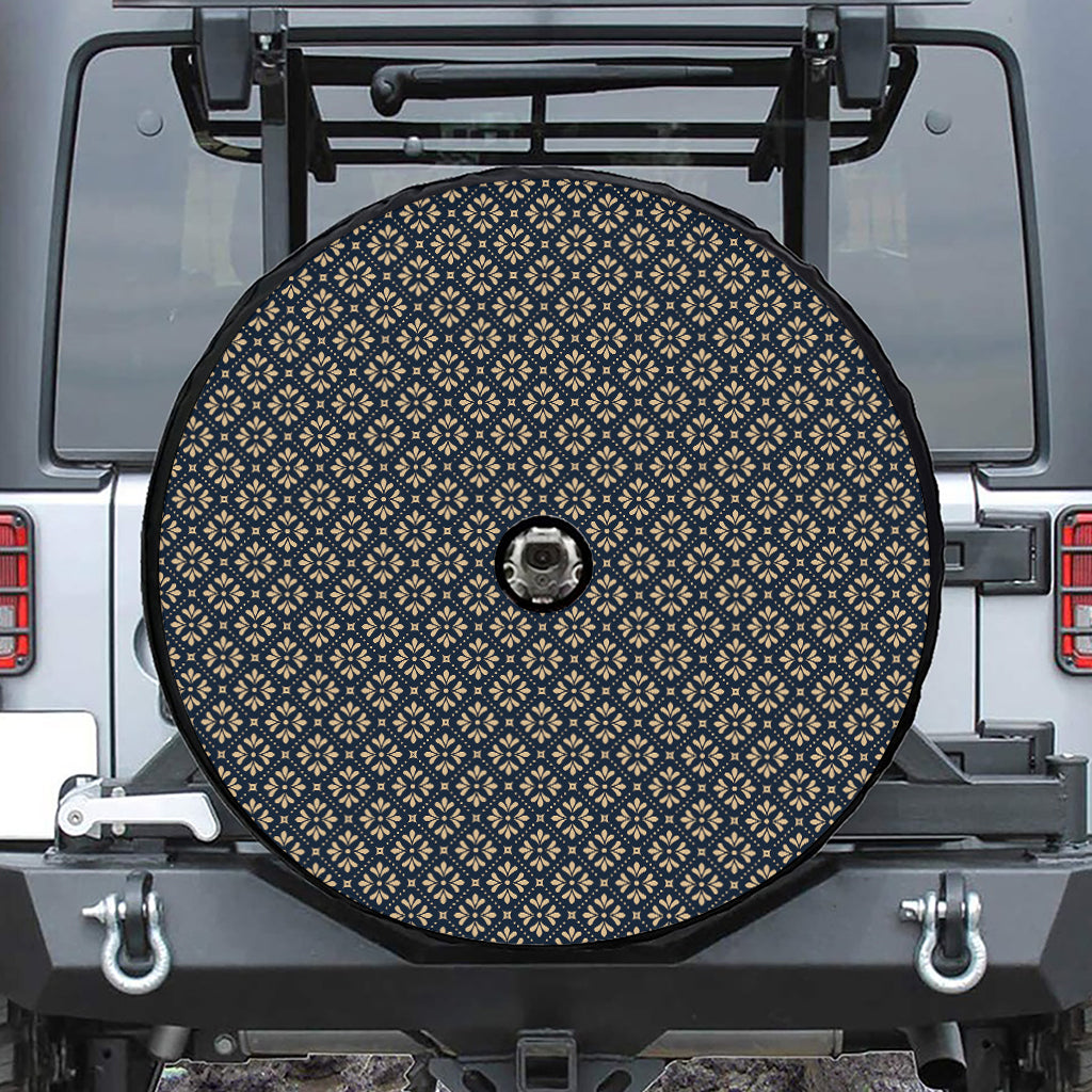 Geometric Floral Print Tire Cover With Camera Hole