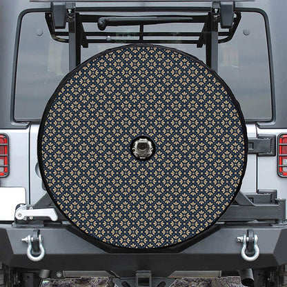 Geometric Floral Print Tire Cover With Camera Hole