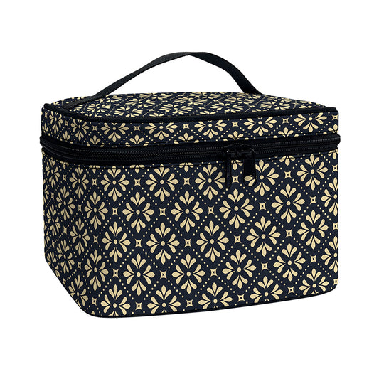 Geometric Floral Print Travel Makeup Bag