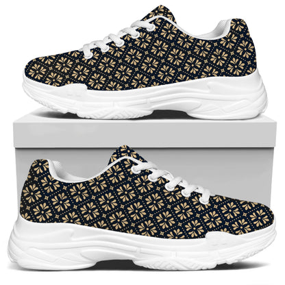 Geometric Floral Print White Chunky Shoes