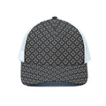 Geometric Floral Print White Mesh Trucker Hat