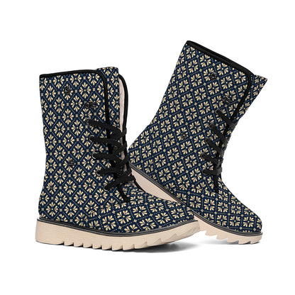 Geometric Floral Print Winter Boots