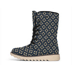 Geometric Floral Print Winter Boots