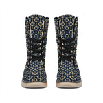 Geometric Floral Print Winter Boots