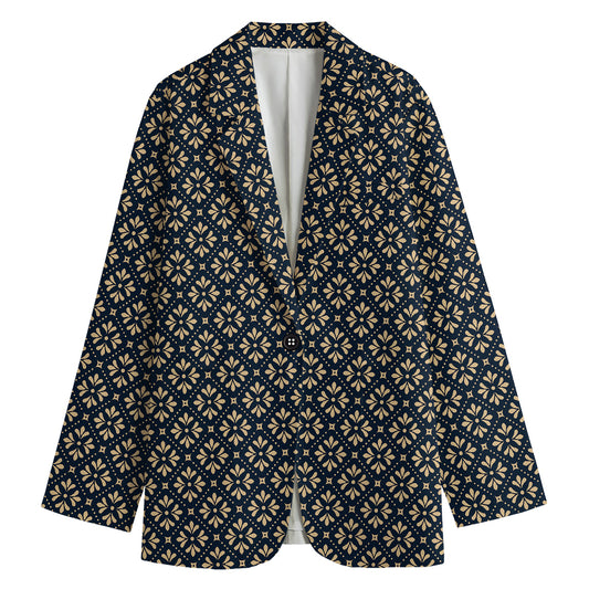 Geometric Floral Print Women's Cotton Blazer