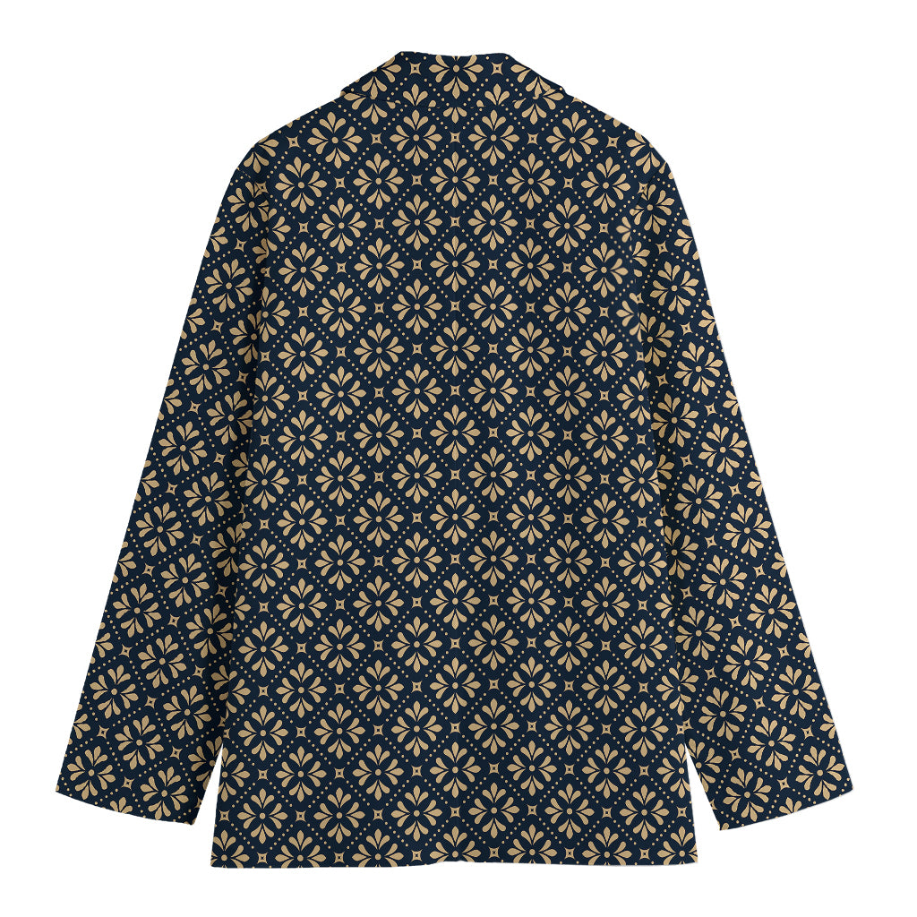 Geometric Floral Print Women's Cotton Blazer