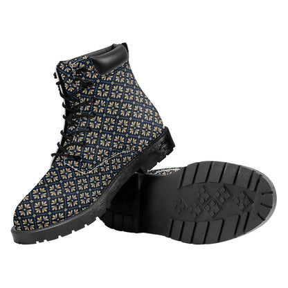 Geometric Floral Print Work Boots