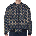 Geometric Floral Print Zip Sleeve Bomber Jacket