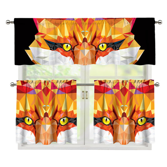 Geometric Fox Print 3 Piece Kitchen Curtains