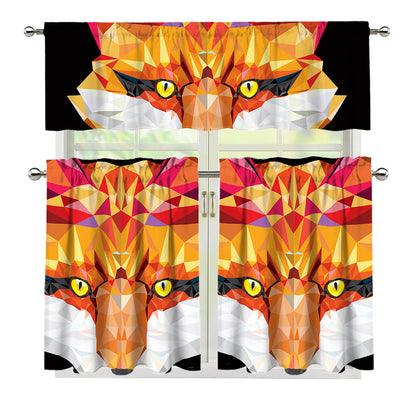 Geometric Fox Print 3 Piece Kitchen Curtains