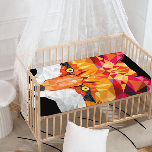 Geometric Fox Print Baby Crib Sheet