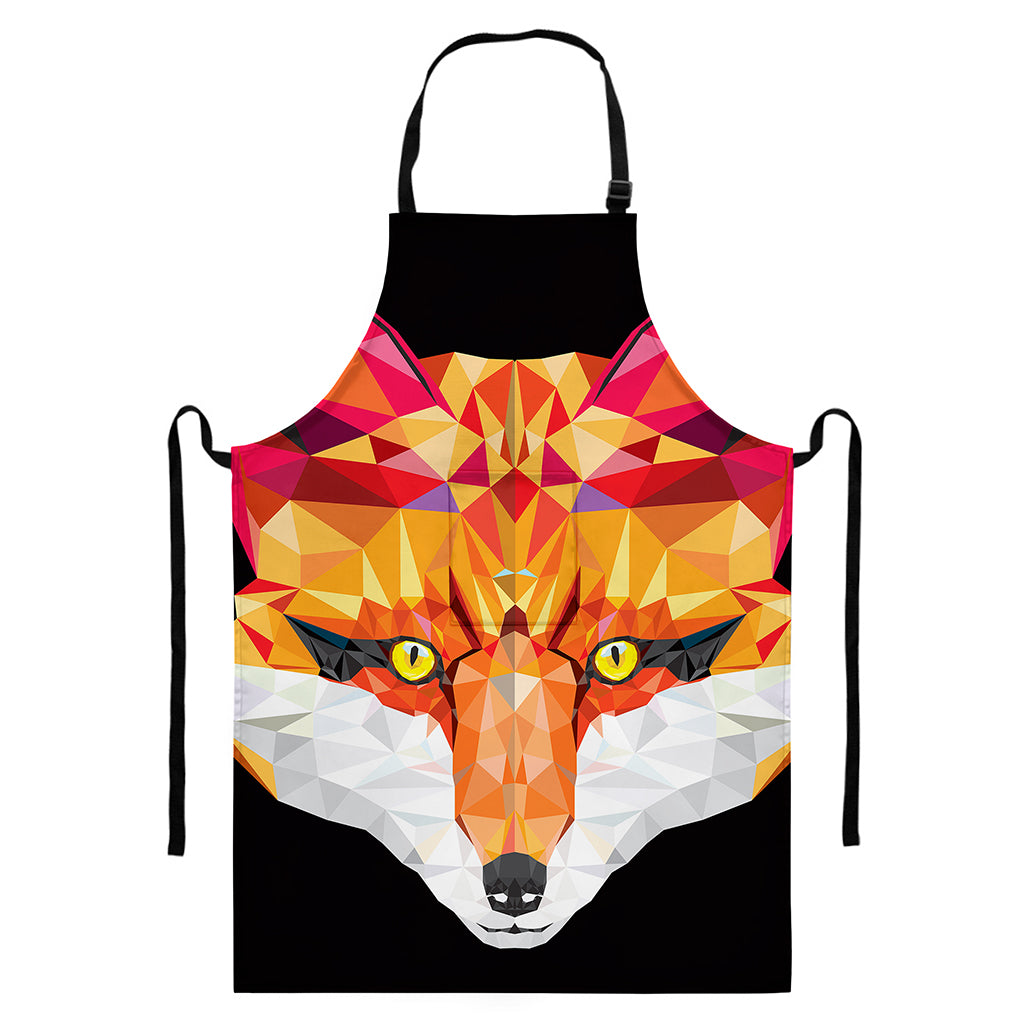 Geometric Fox Print Bib Apron With Pocket
