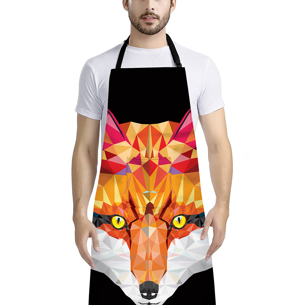 Geometric Fox Print Bib Apron With Pocket