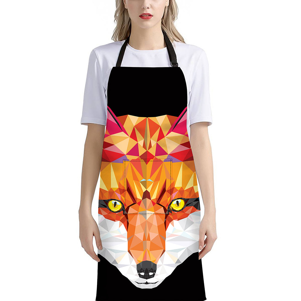 Geometric Fox Print Bib Apron With Pocket