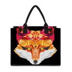 Geometric Fox Print Canvas Tote Bag