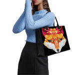 Geometric Fox Print Canvas Tote Bag