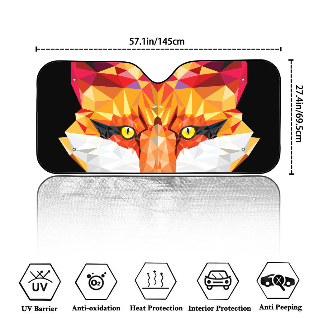 Geometric Fox Print Car Windshield Sun Shade