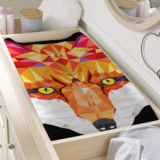 Geometric Fox Print Changing Pad Cover