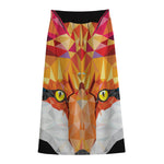 Geometric Fox Print Cotton Front Slit Maxi Skirt