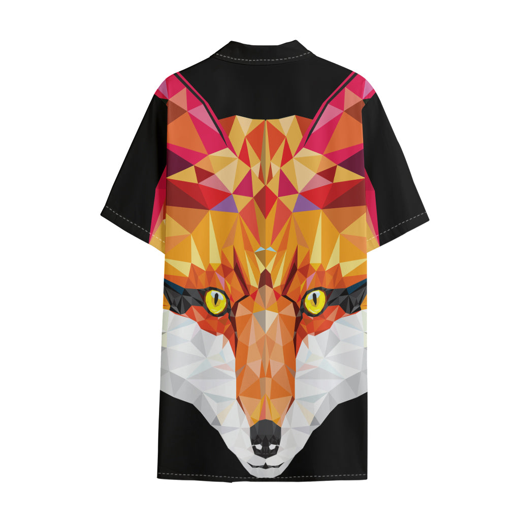Geometric Fox Print Cotton Hawaiian Shirt