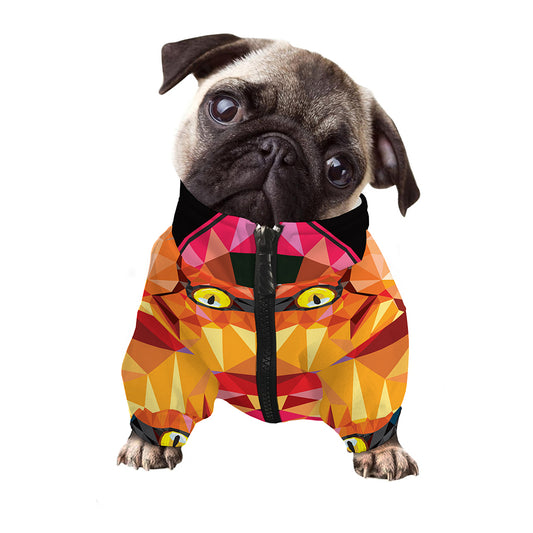 Geometric Fox Print Dog Zip Up Jacket