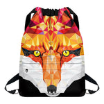 Geometric Fox Print Drawstring Backpack