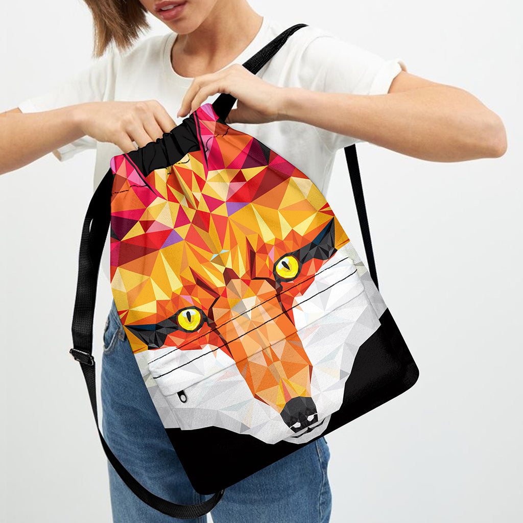 Geometric Fox Print Drawstring Backpack