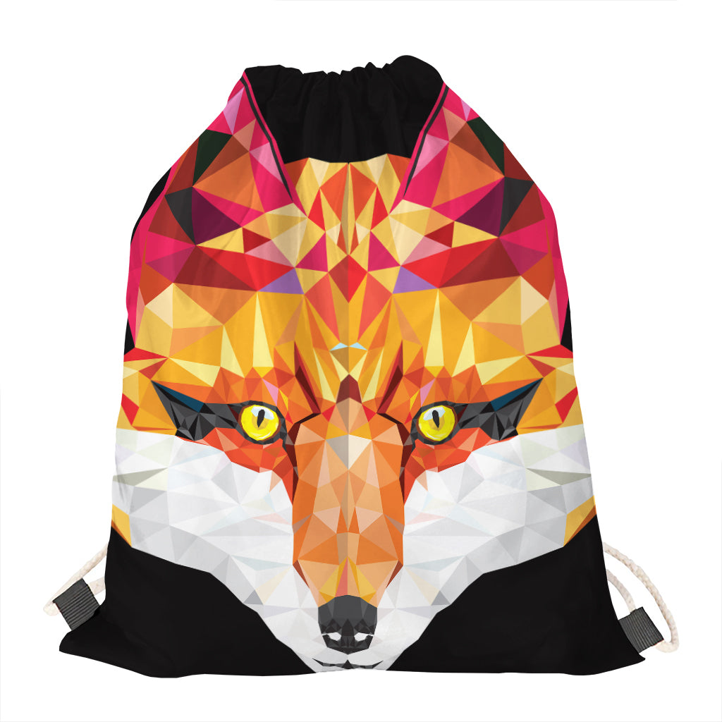 Geometric Fox Print Drawstring Bag