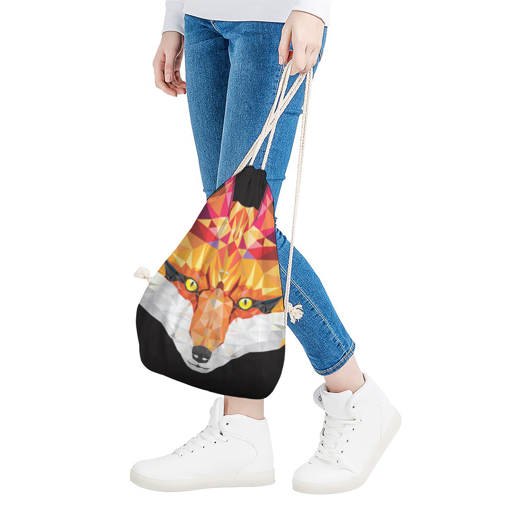 Geometric Fox Print Drawstring Bag