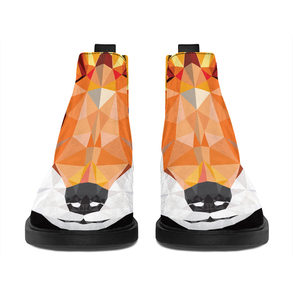 Geometric Fox Print Flat Ankle Boots