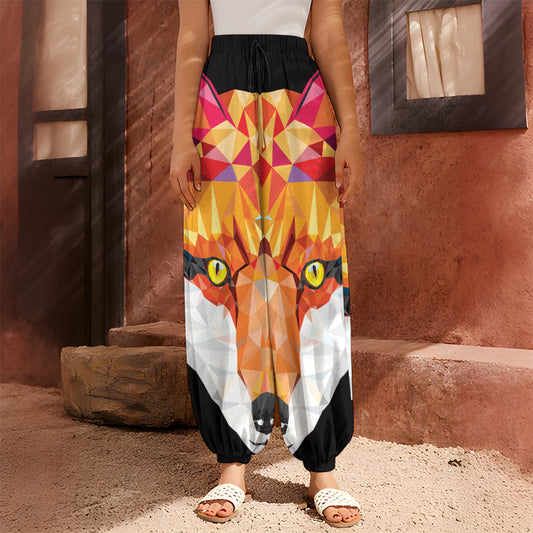 Geometric Fox Print Harem Pants