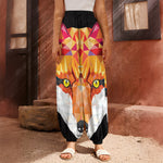 Geometric Fox Print Harem Pants