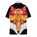 Geometric Fox Print Hawaiian Shirt